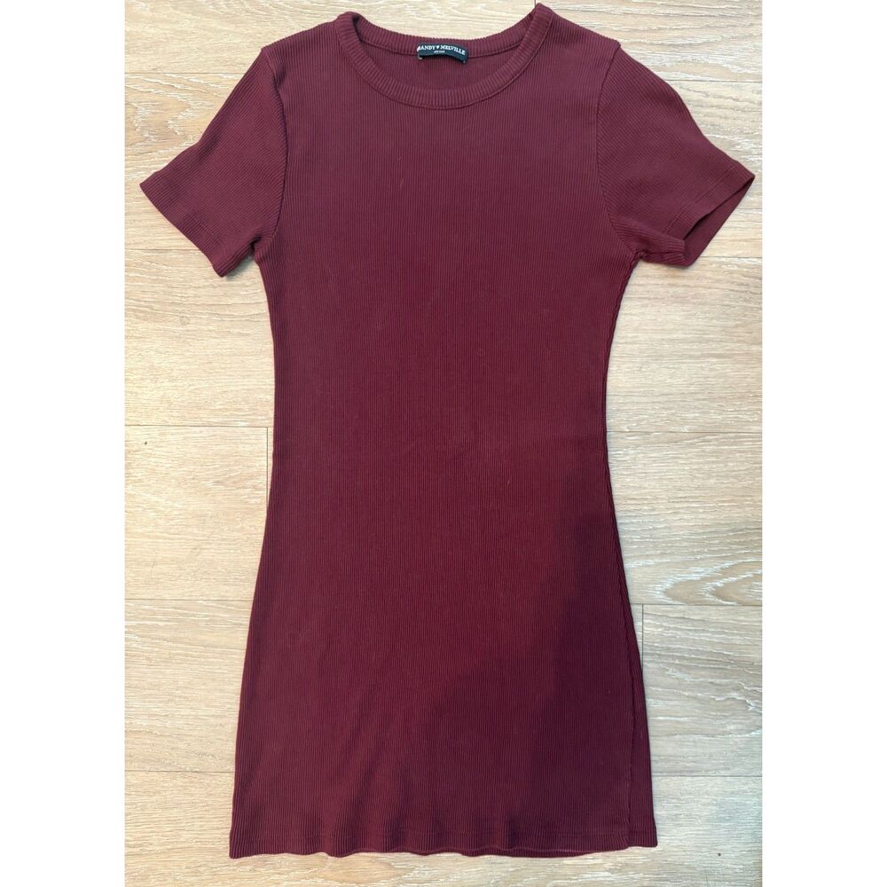 Brandy Melville Burgandy Ribbed Mini Dress Size OS